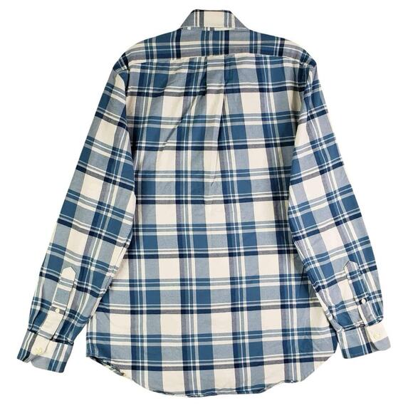 Polo Ralph Lauren Shirt Mens Medium M Oxford Plaid Button Down LS Blue Flannel - Picture 3 of 11